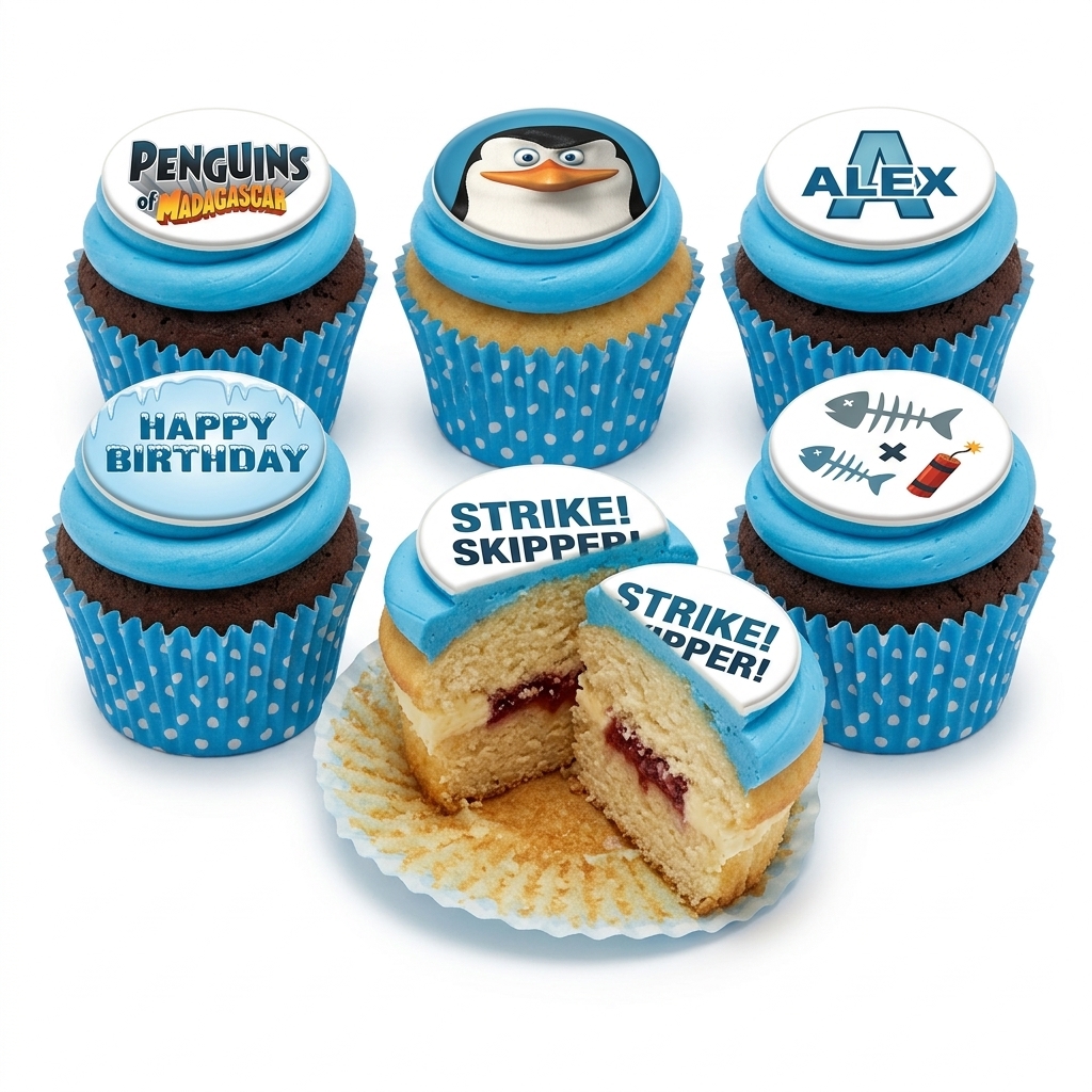 Penguins of Madagascar Birthday Cupcakes