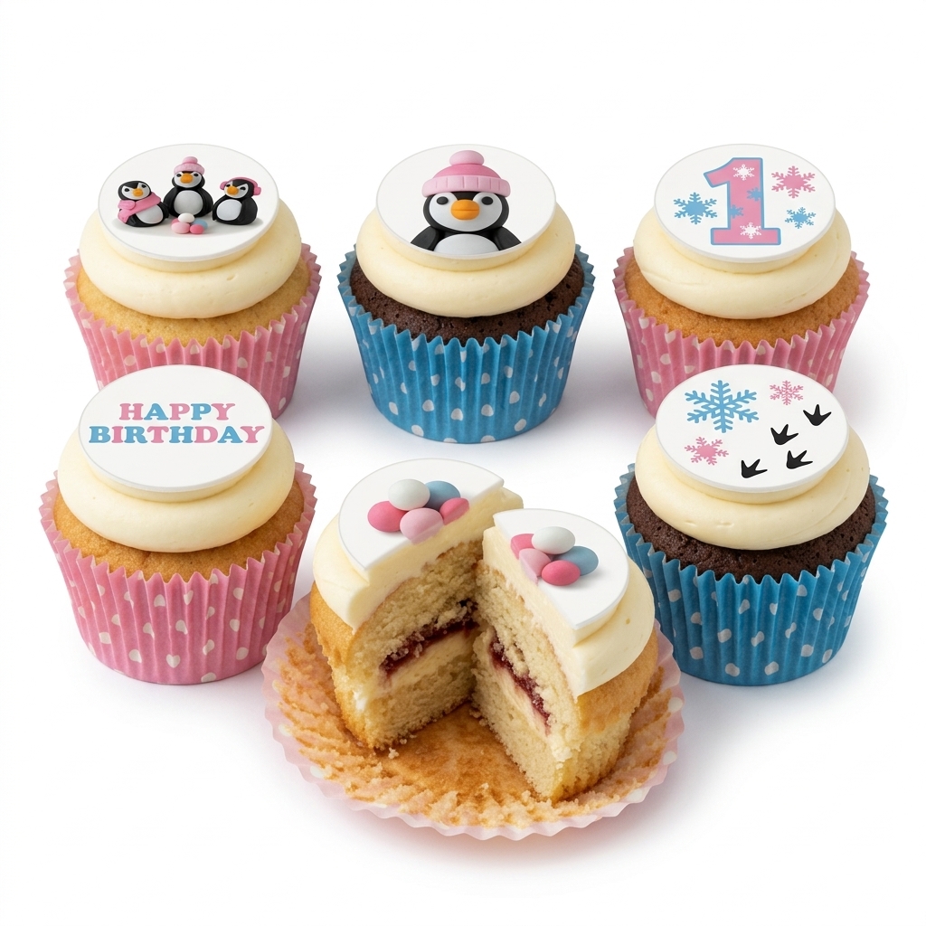 Penguin Wonderland Birthday Cupcakes