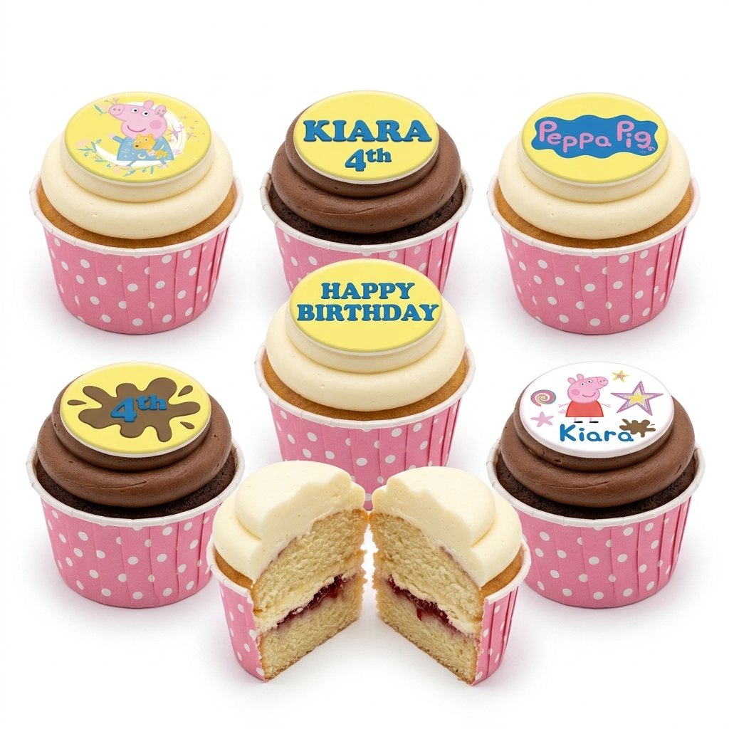 Peppa Pig Birthday Cupcakes with Custom Age
