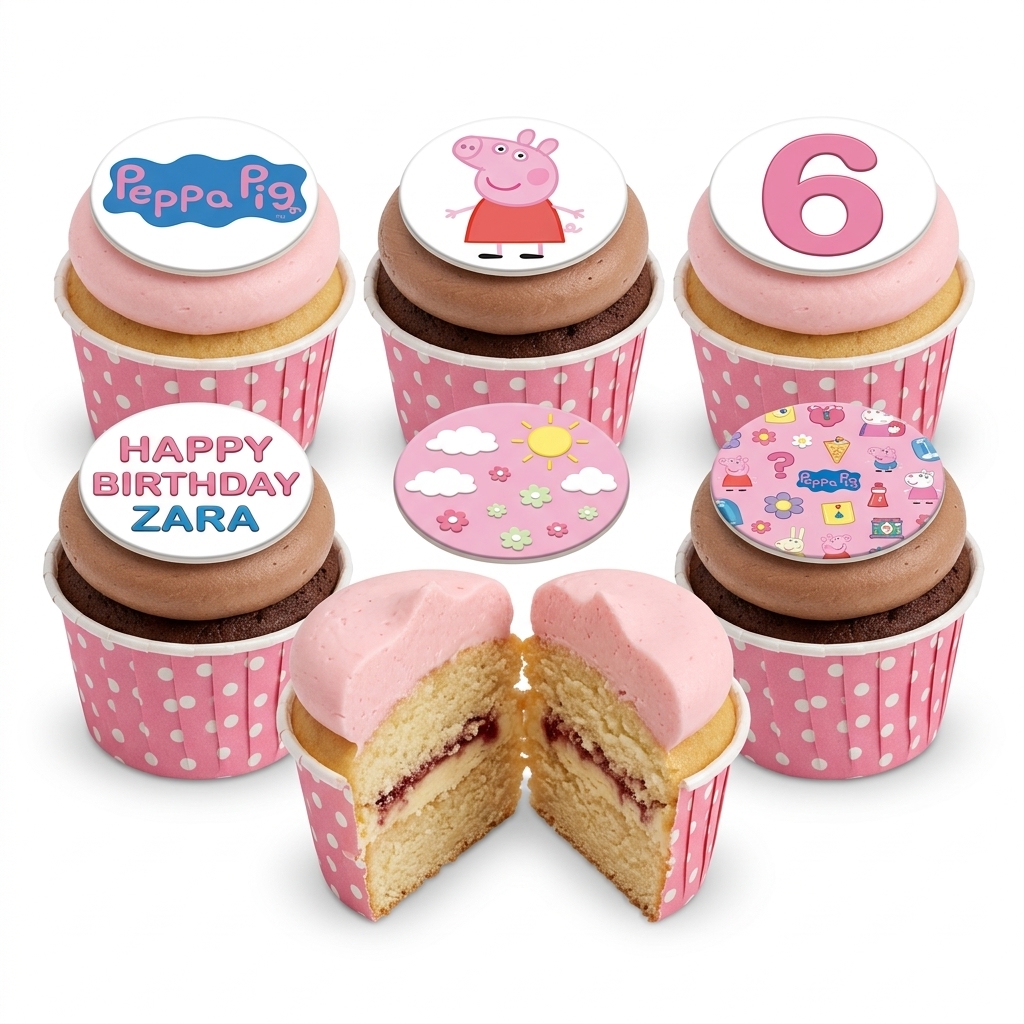 Peppa Pig Birthday Cupcakes with Custom Age