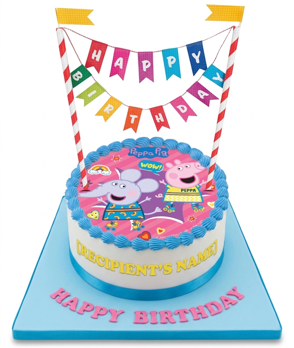 Peppa Pig Birthday Cake with Personalised Name