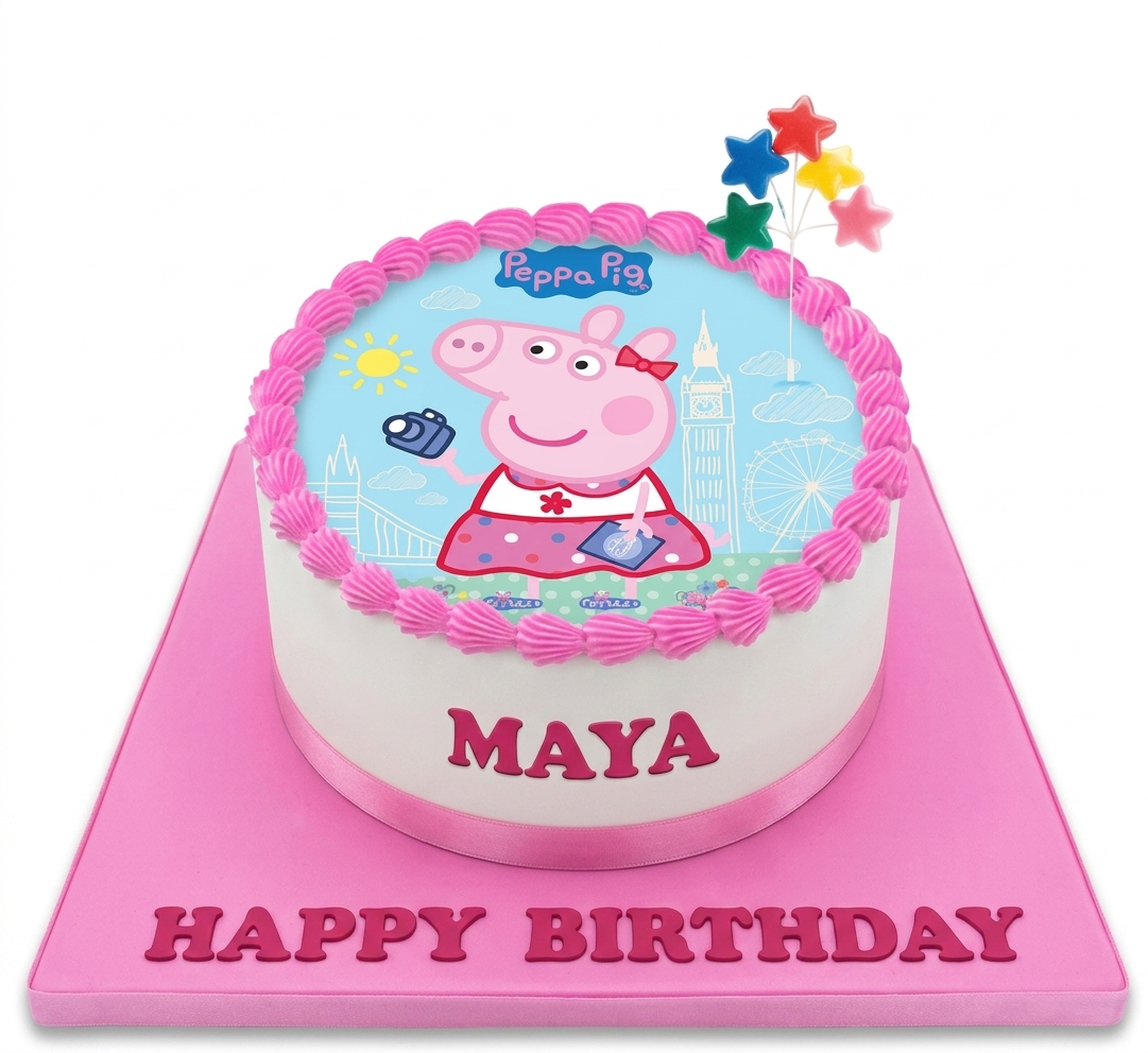 Peppa Pig Birthday Cake with Personalised Name