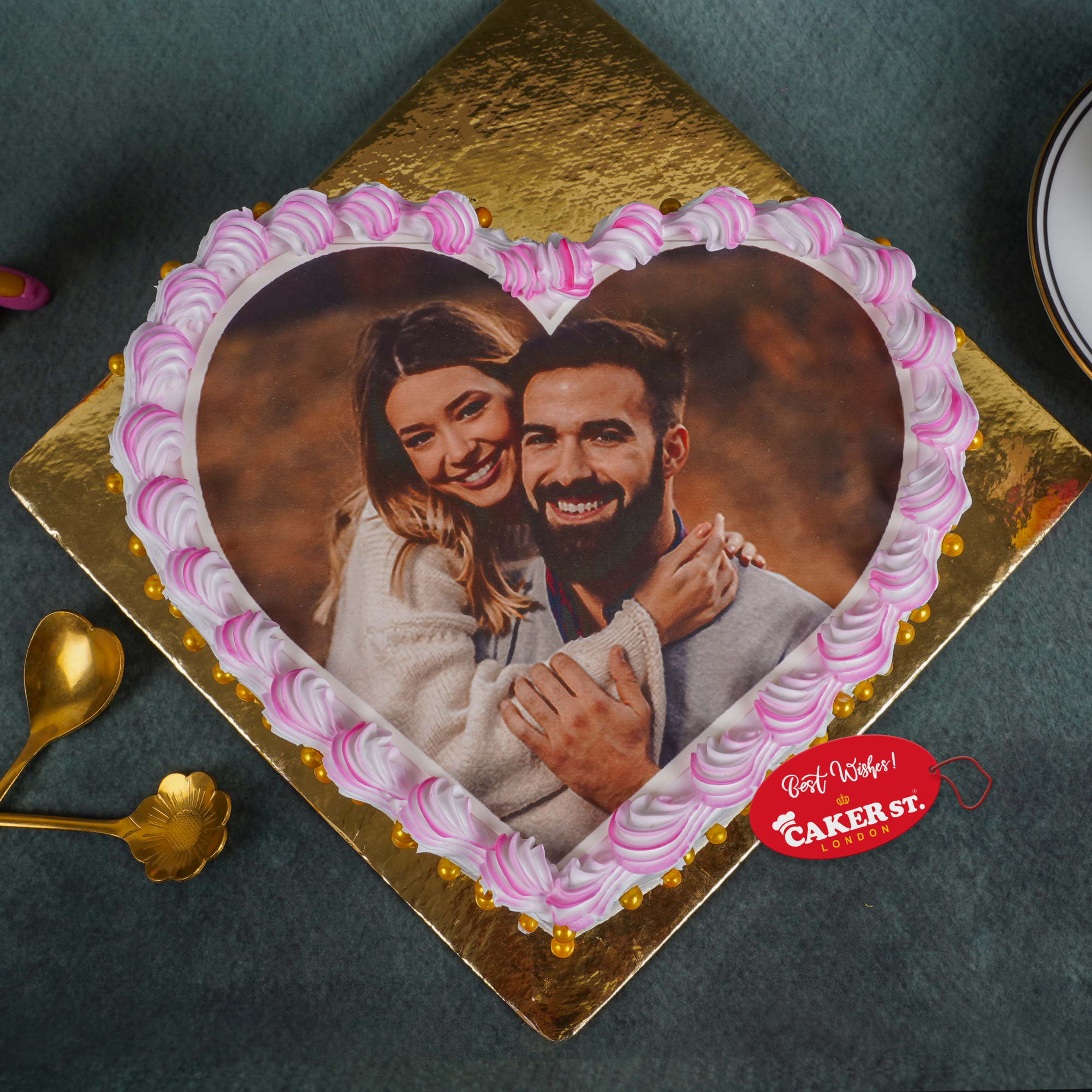 Personalised Heart Photo Cake