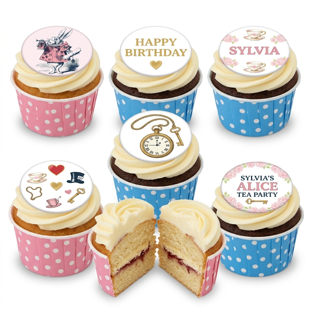 Alice in Wonderland Birthday Cupcakes