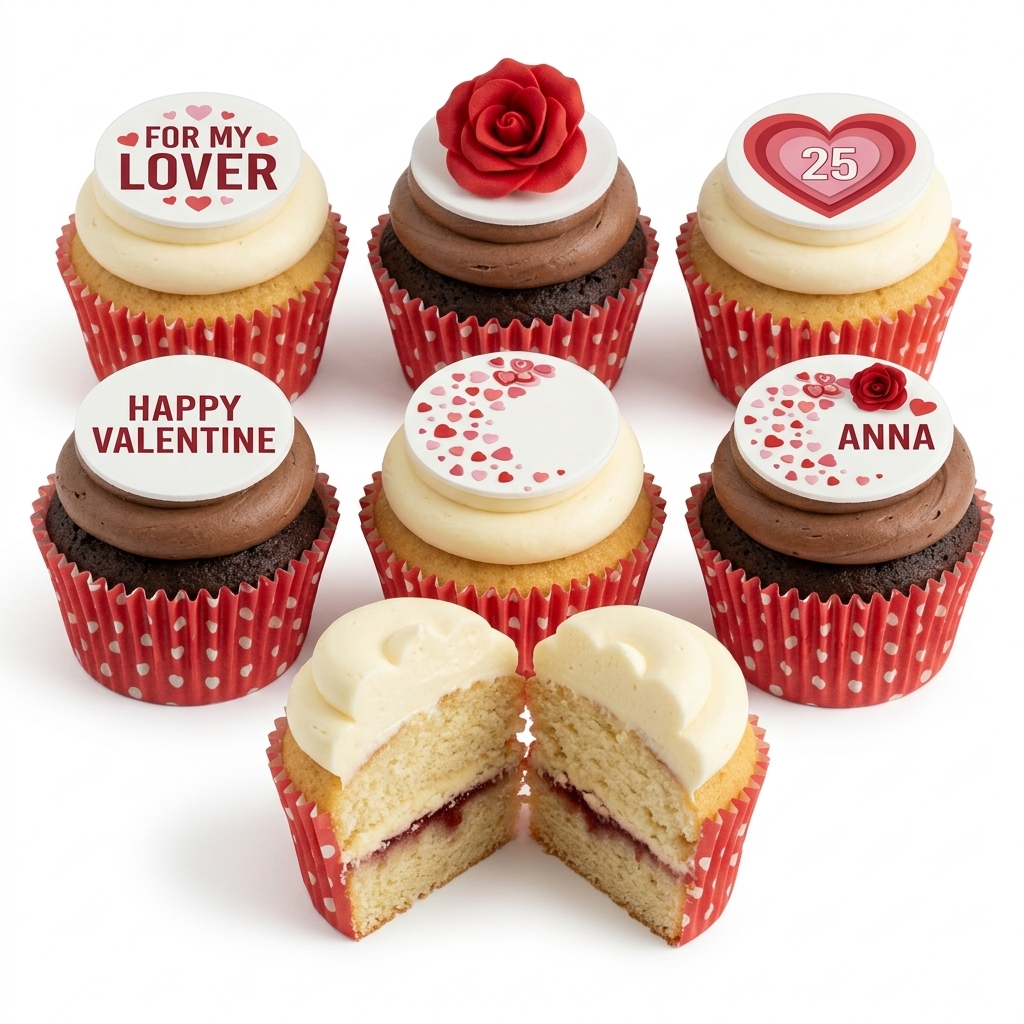 Romantic Valentine's Day Cupcakes with Custom Toppers
