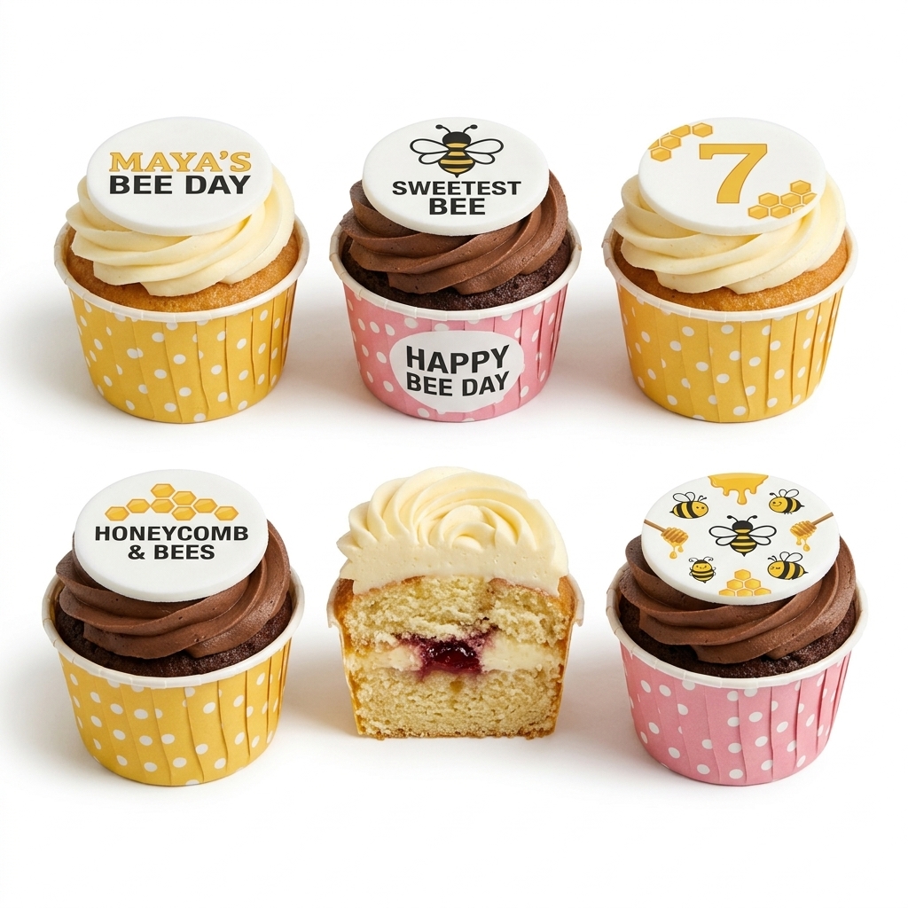 Bee Theme Birthday Cupcakes with Custom Age
