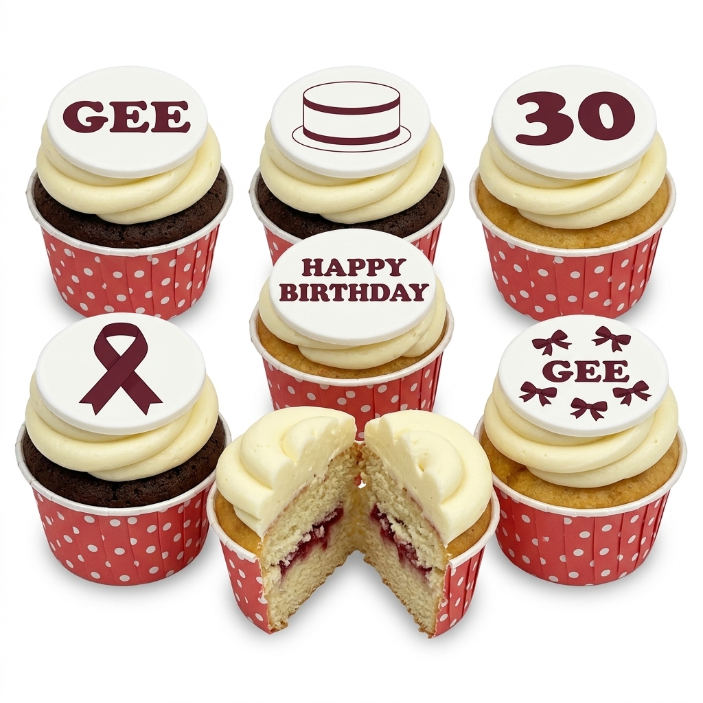 Adult Birthday Cupcakes with Custom Toppers
