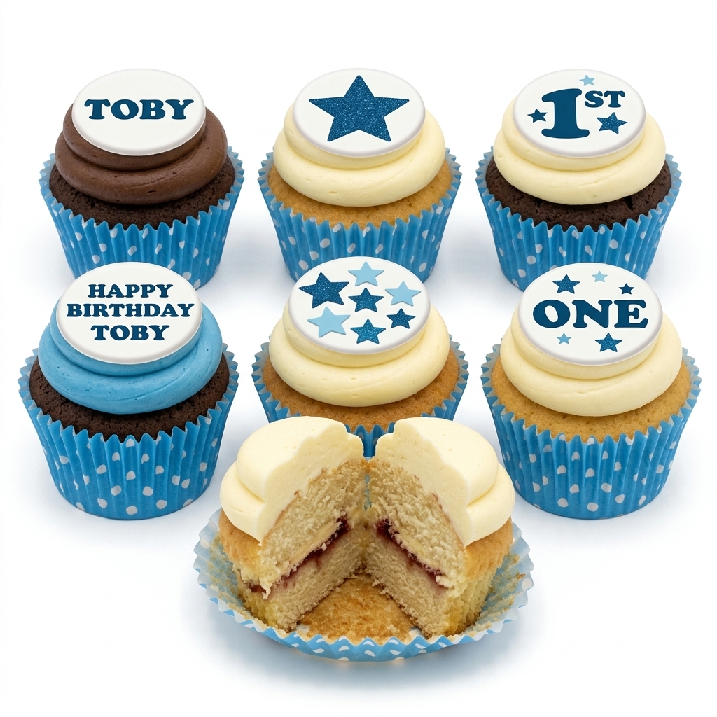 Star 1st Birthday Cupcakes for Boys