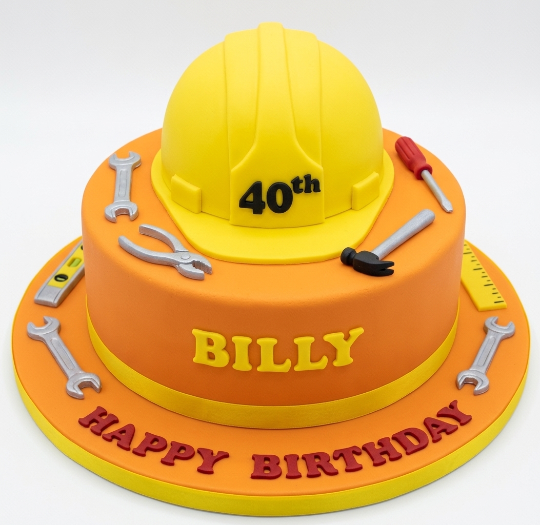Builder Theme Birthday Cake with Tools