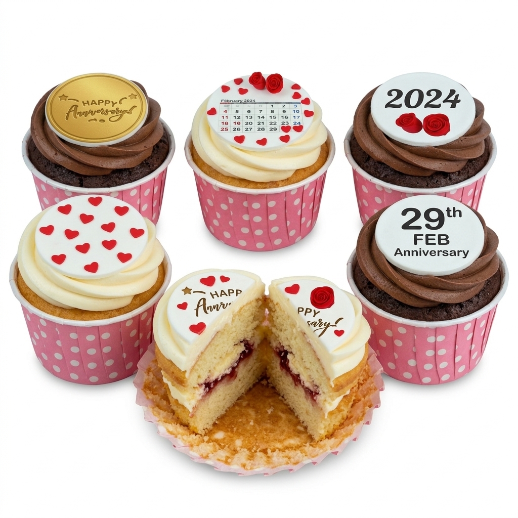 Anniversary Cupcakes with Custom Date Toppers