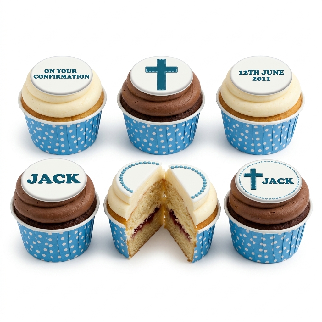 Christening Cupcakes for Boys with Cross Toppers