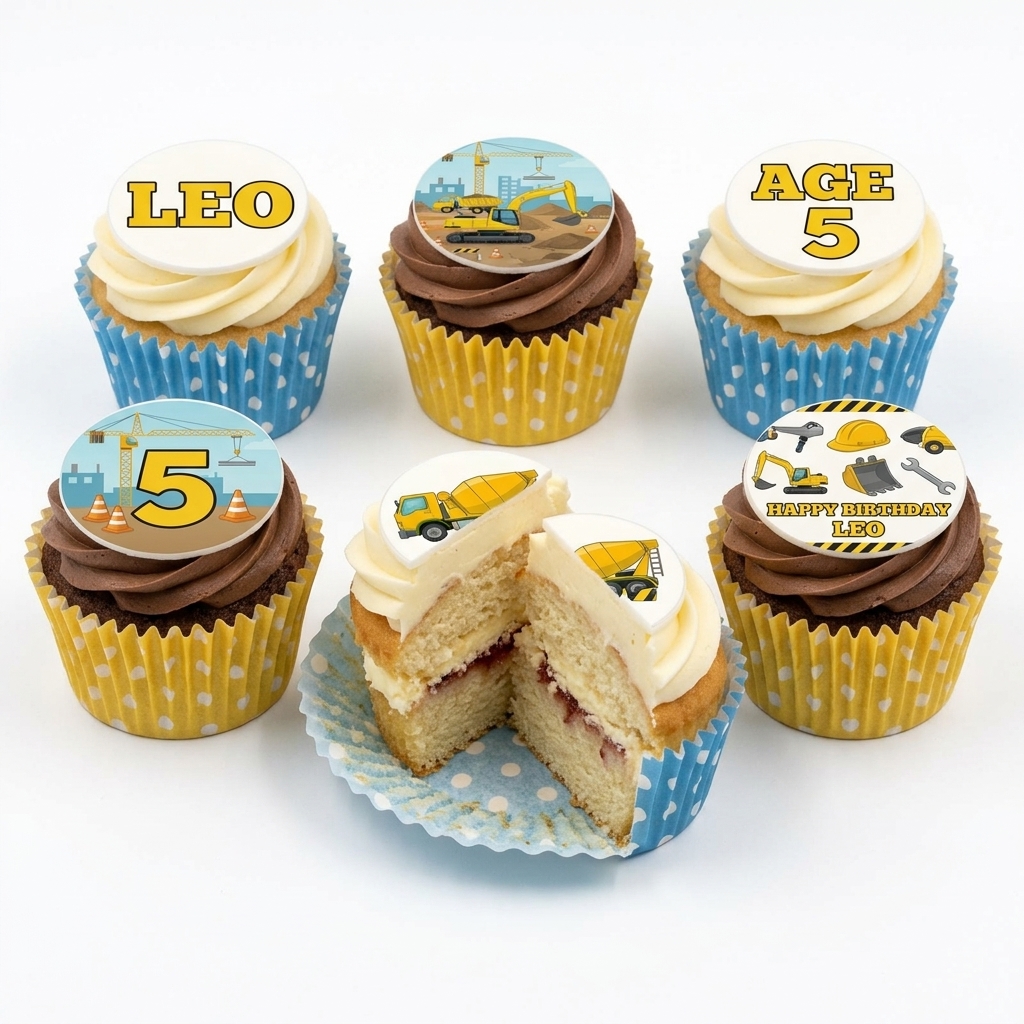 Construction Digger Birthday Cupcakes
