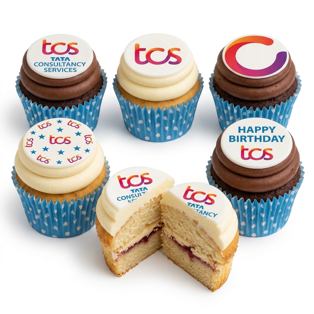 Custom Logo Corporate Birthday Cupcakes