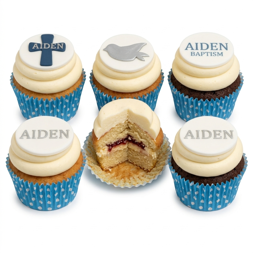 Personalised Baptism & Christening Cupcakes for Boys