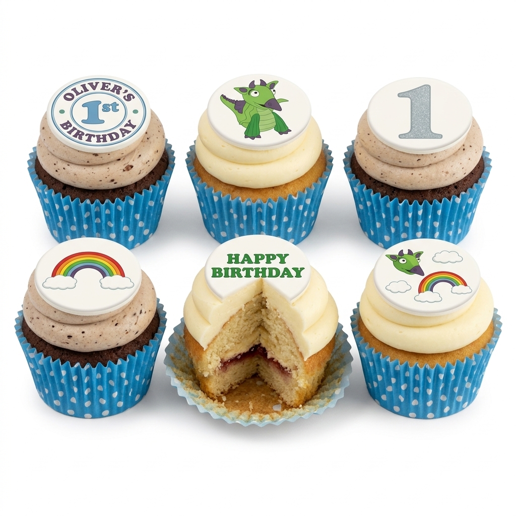 Dragon & Rainbow Kids Birthday Cupcakes