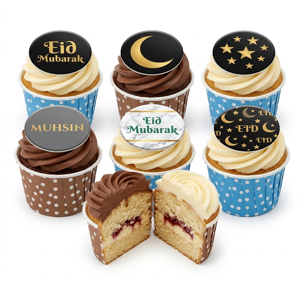 Eid Mubarak Cupcakes with Personalised Toppers