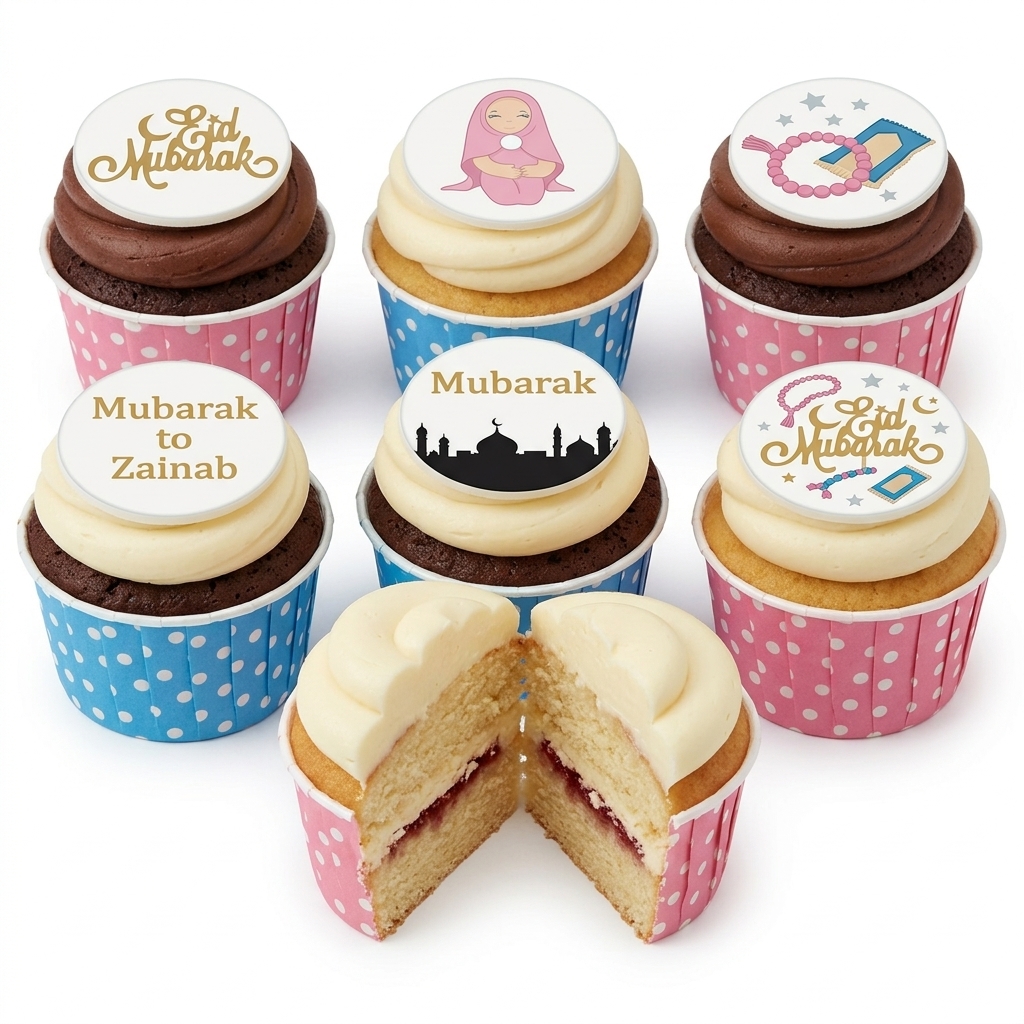 Eid Mubarak Cupcakes with Custom Toppers