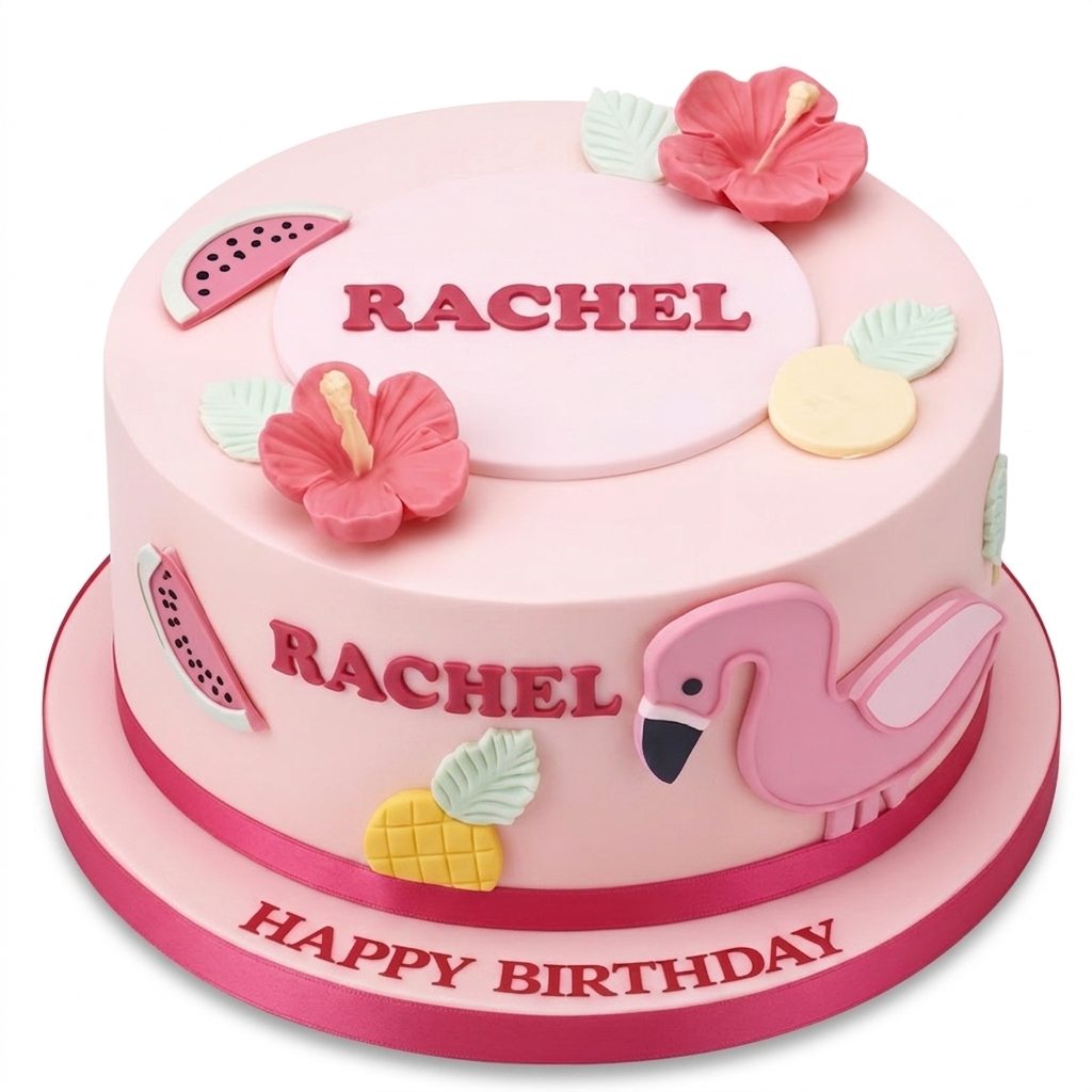 Flamingo Tropical Birthday Cake