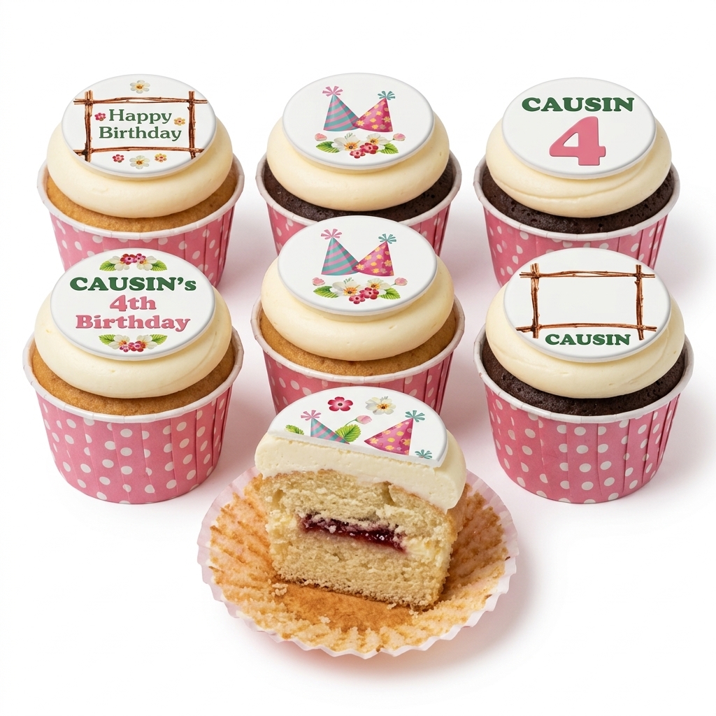 Kids Birthday Cupcakes with Party Hat & Custom Age Topper
