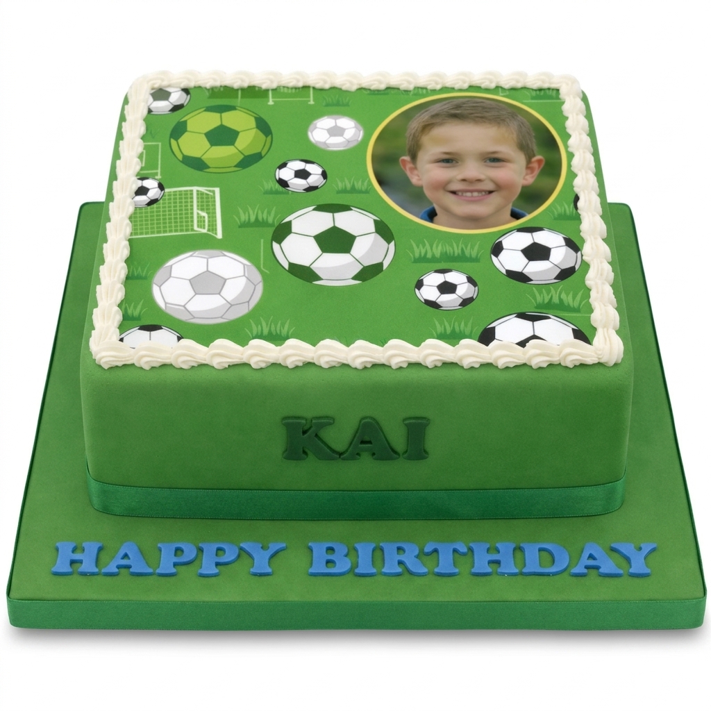 Personalised Football Photo Birthday Cake