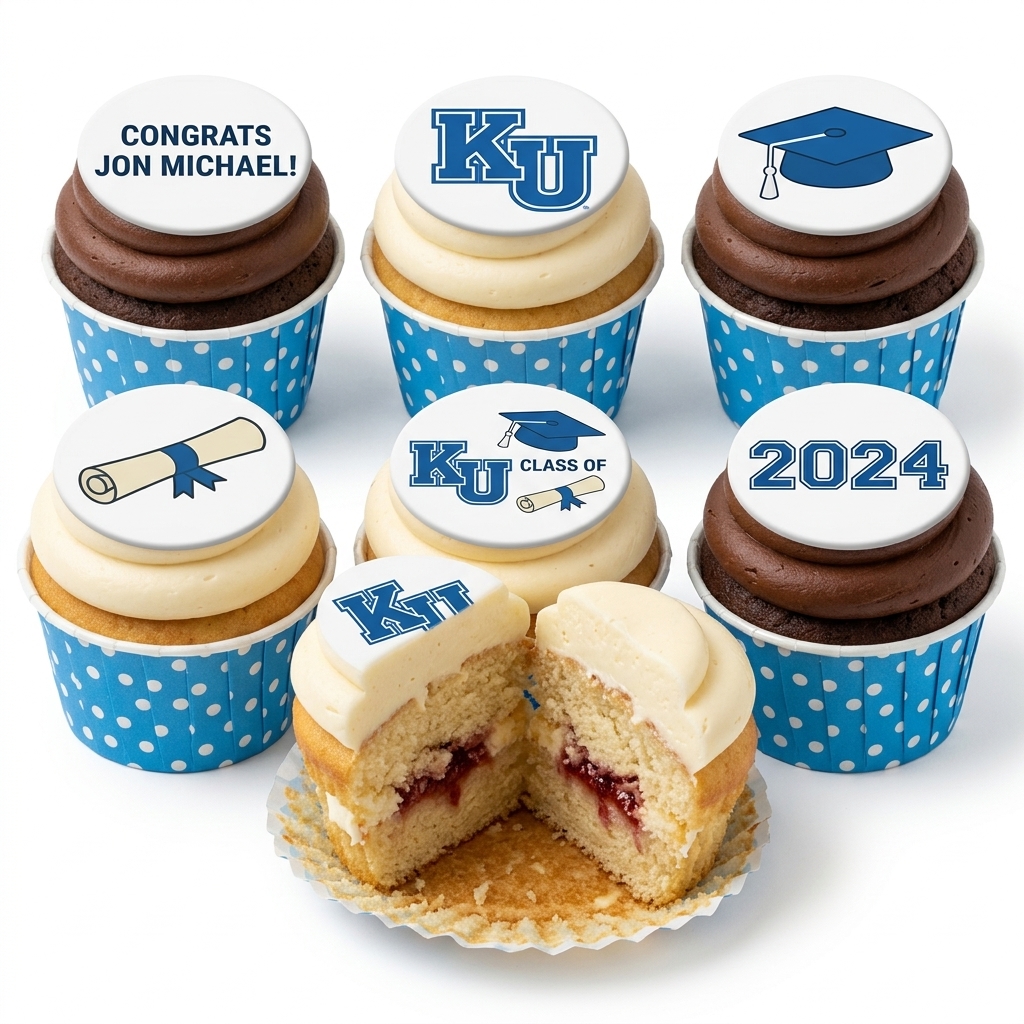 Graduation Celebration Cupcakes with Custom Toppers