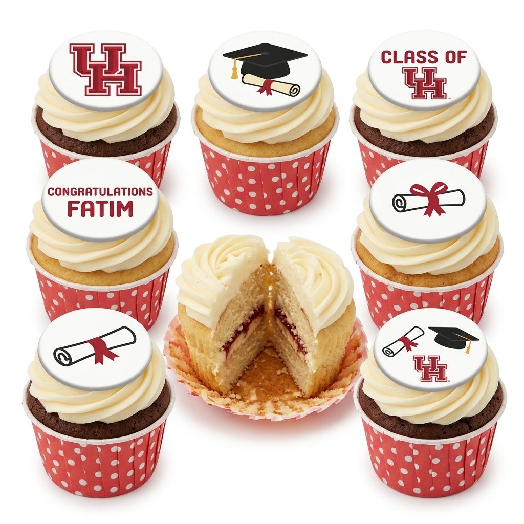 University Graduation Cupcakes with Personalised Toppers