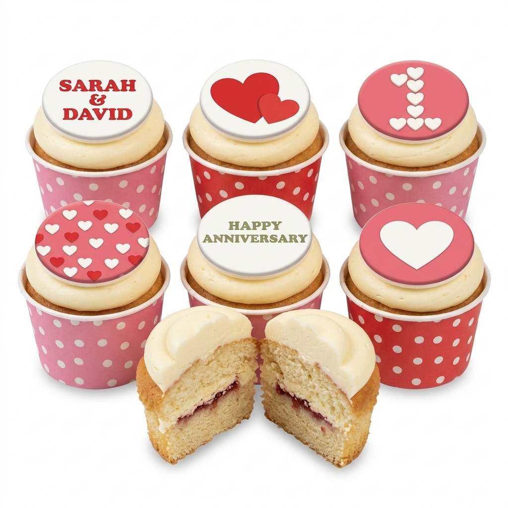 Love Heart Anniversary Cupcakes