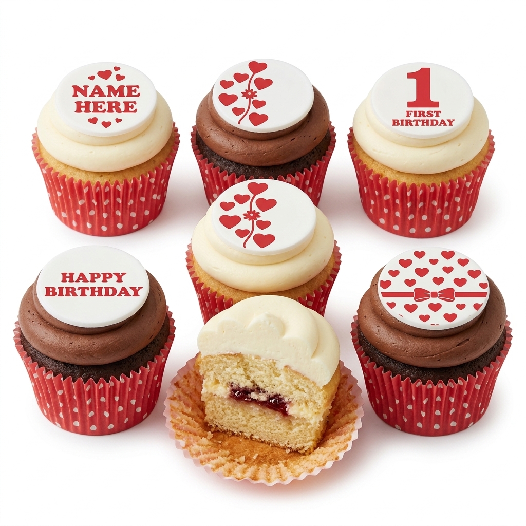 Love Heart Birthday Cupcakes