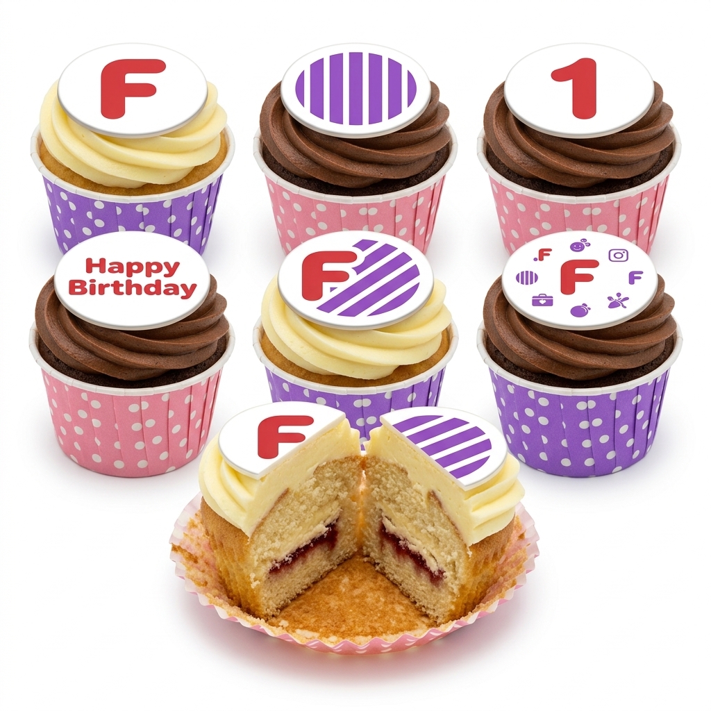 Personalised Birthday Cupcakes with Custom Toppers