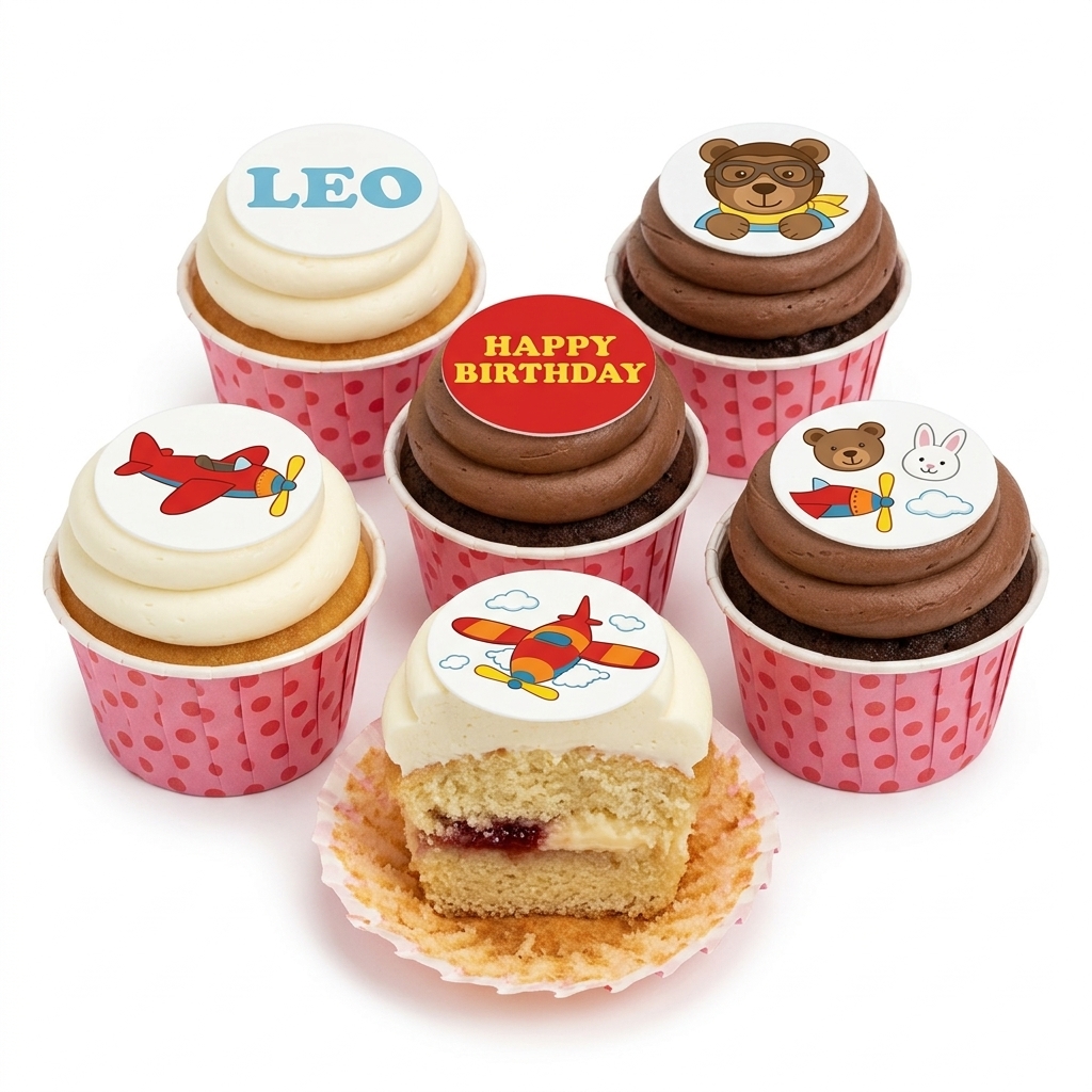 Kids Aeroplane & Teddy Birthday Cupcakes