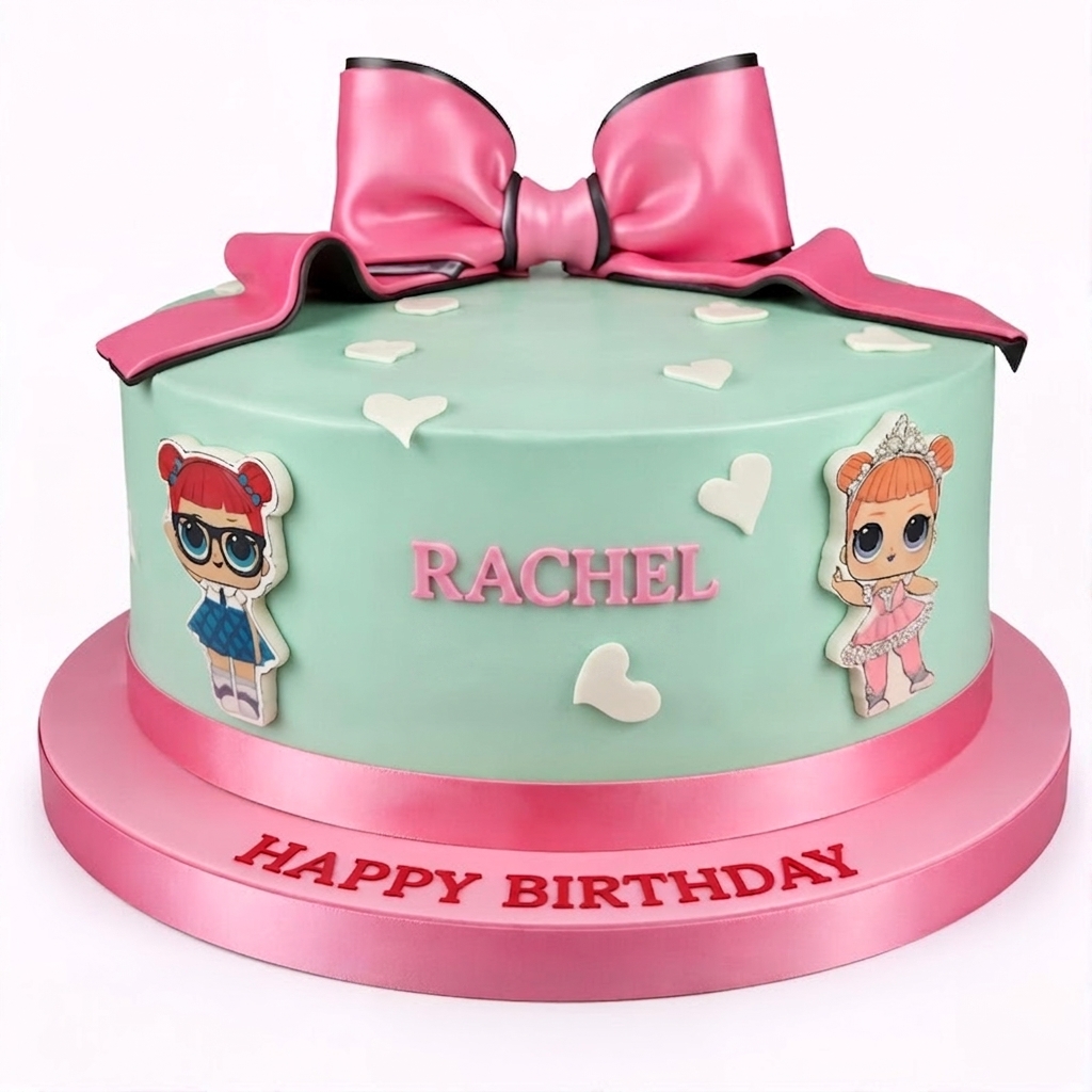 LOL Surprise Doll Birthday Cake with Pink Bow