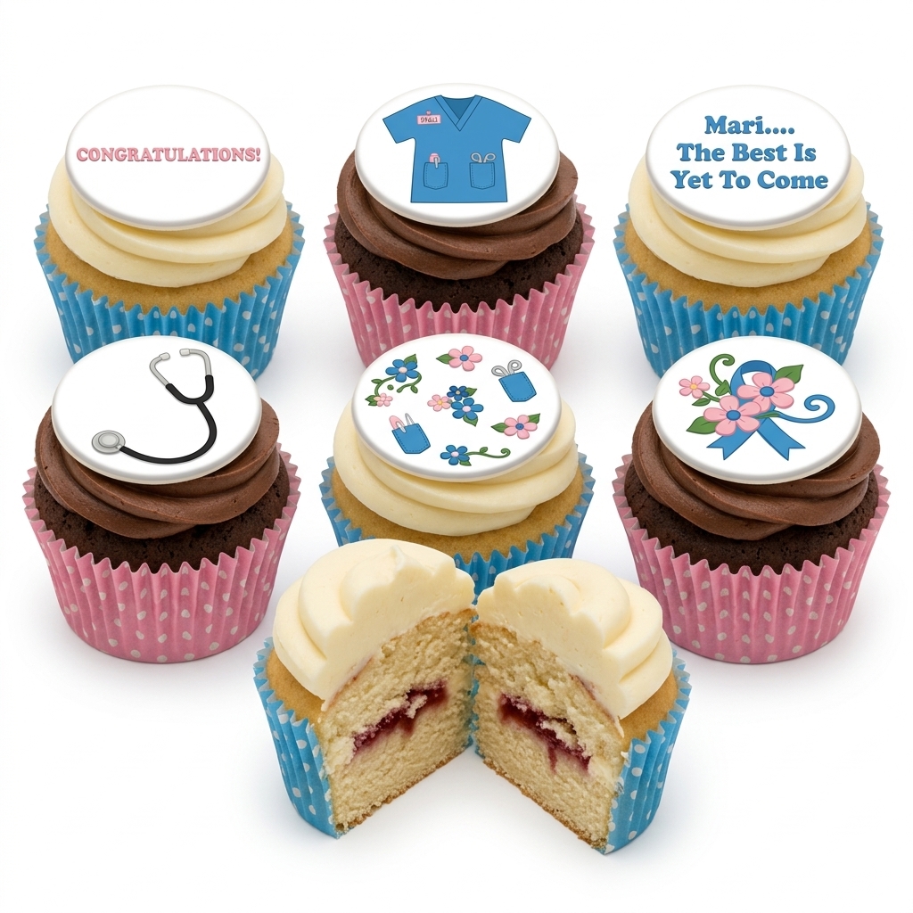 Nurse Celebration Cupcakes with Personalised Toppers