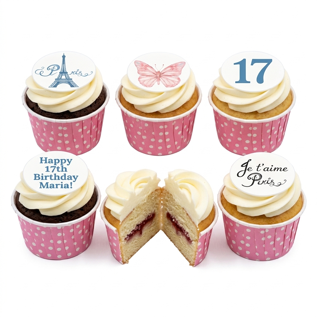 Paris Theme Birthday Cupcakes for Her