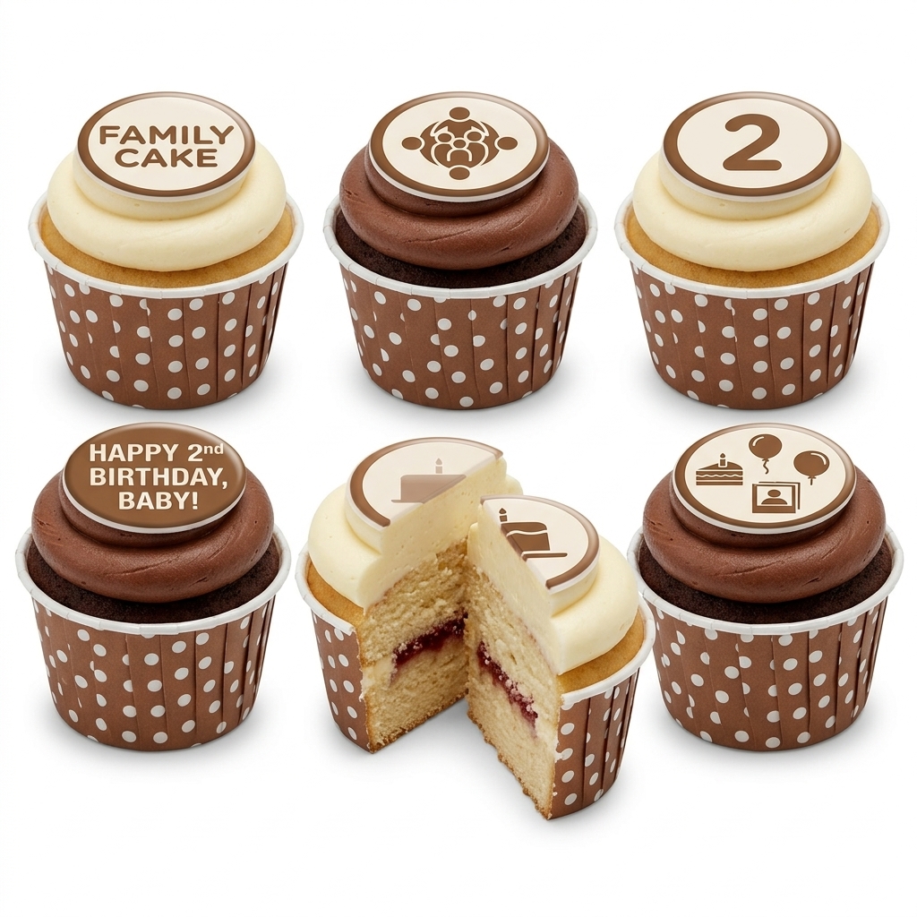 Baby Birthday Cupcakes with Custom Toppers