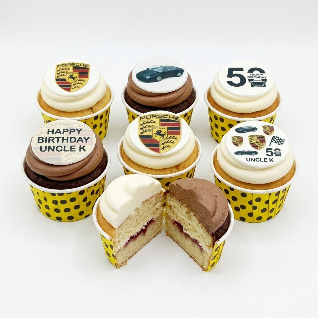 Porsche Birthday Cupcakes | Custom Age & Message