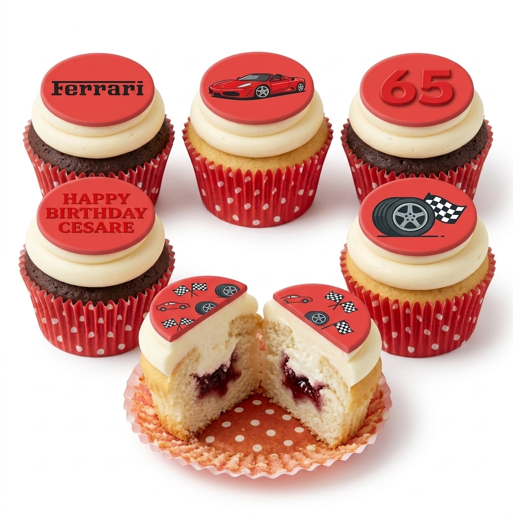 Ferrari Sports Car Birthday Cupcakes