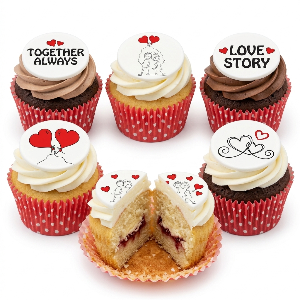 Love Story Anniversary Cupcakes