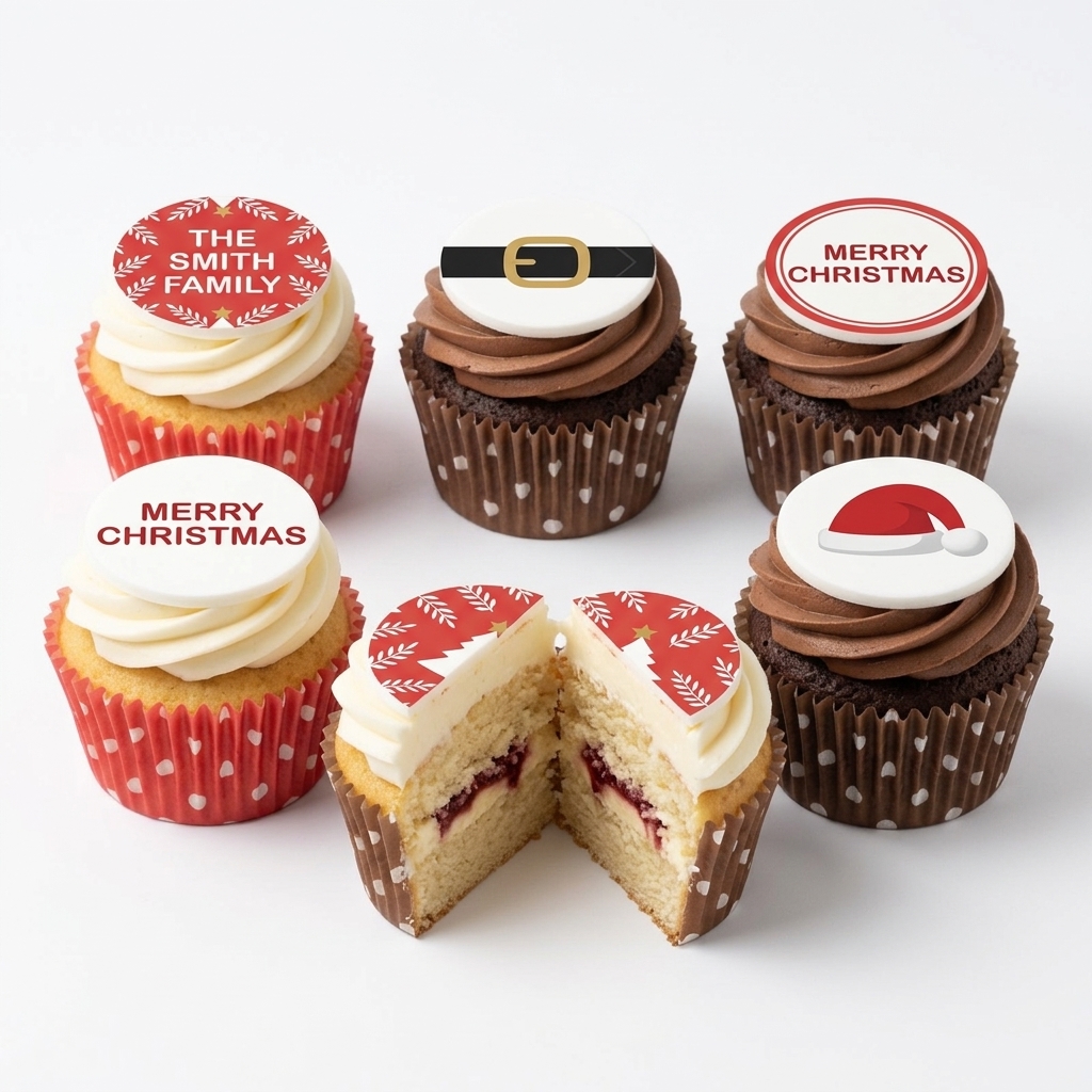 Festive Christmas Cupcakes with Custom Message