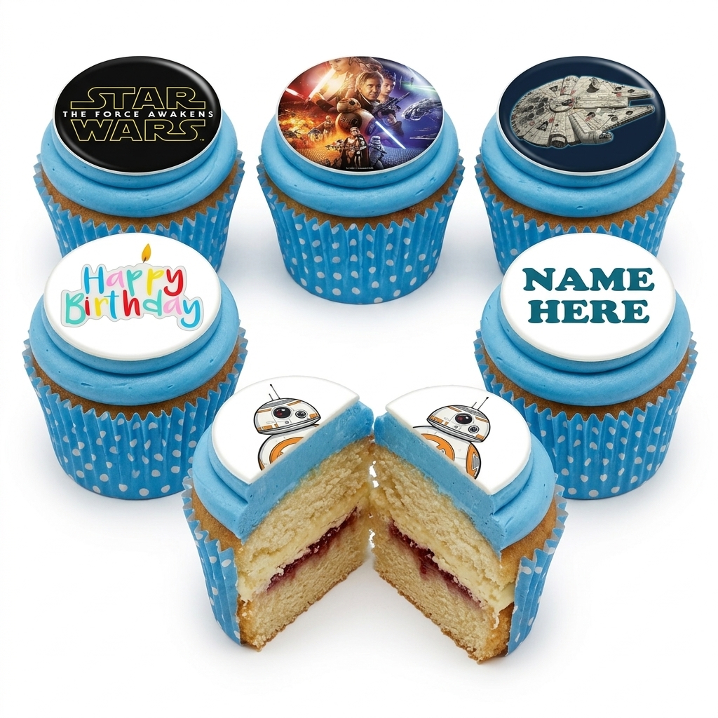 Star Wars Birthday Cupcakes with Personalised Toppers