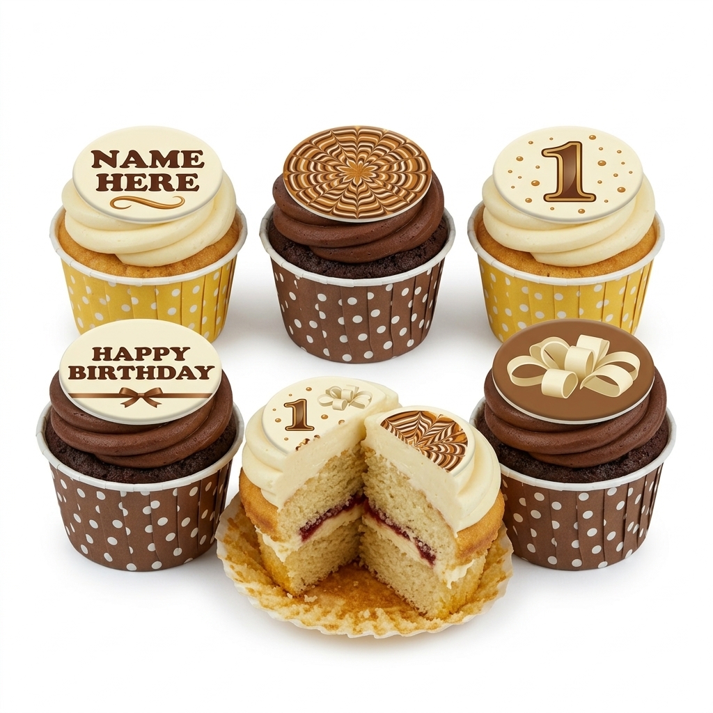 Personalised Chocolate & Vanilla Birthday Cupcakes