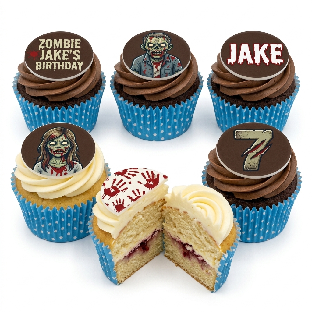 Zombie Birthday Cupcakes with Custom Age & Name
