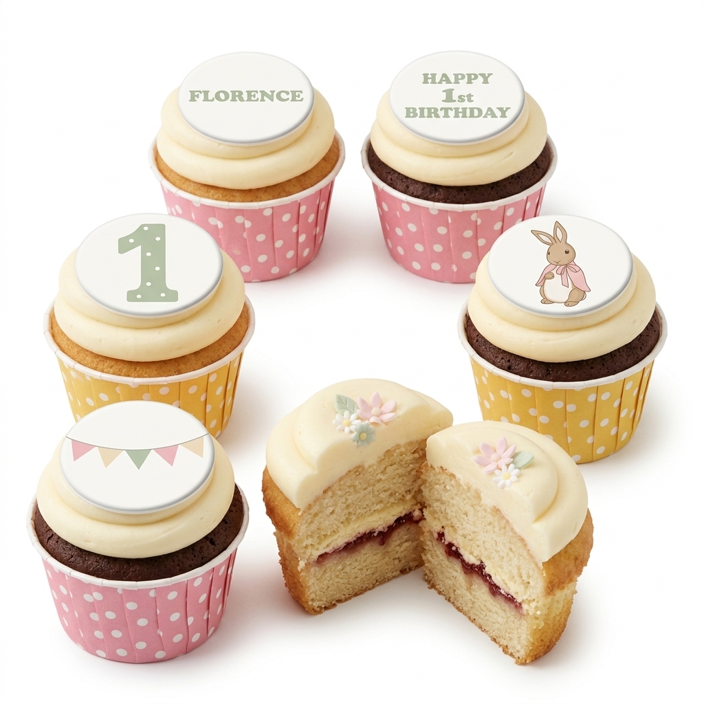Peter Rabbit Style 1st Birthday Cupcakes