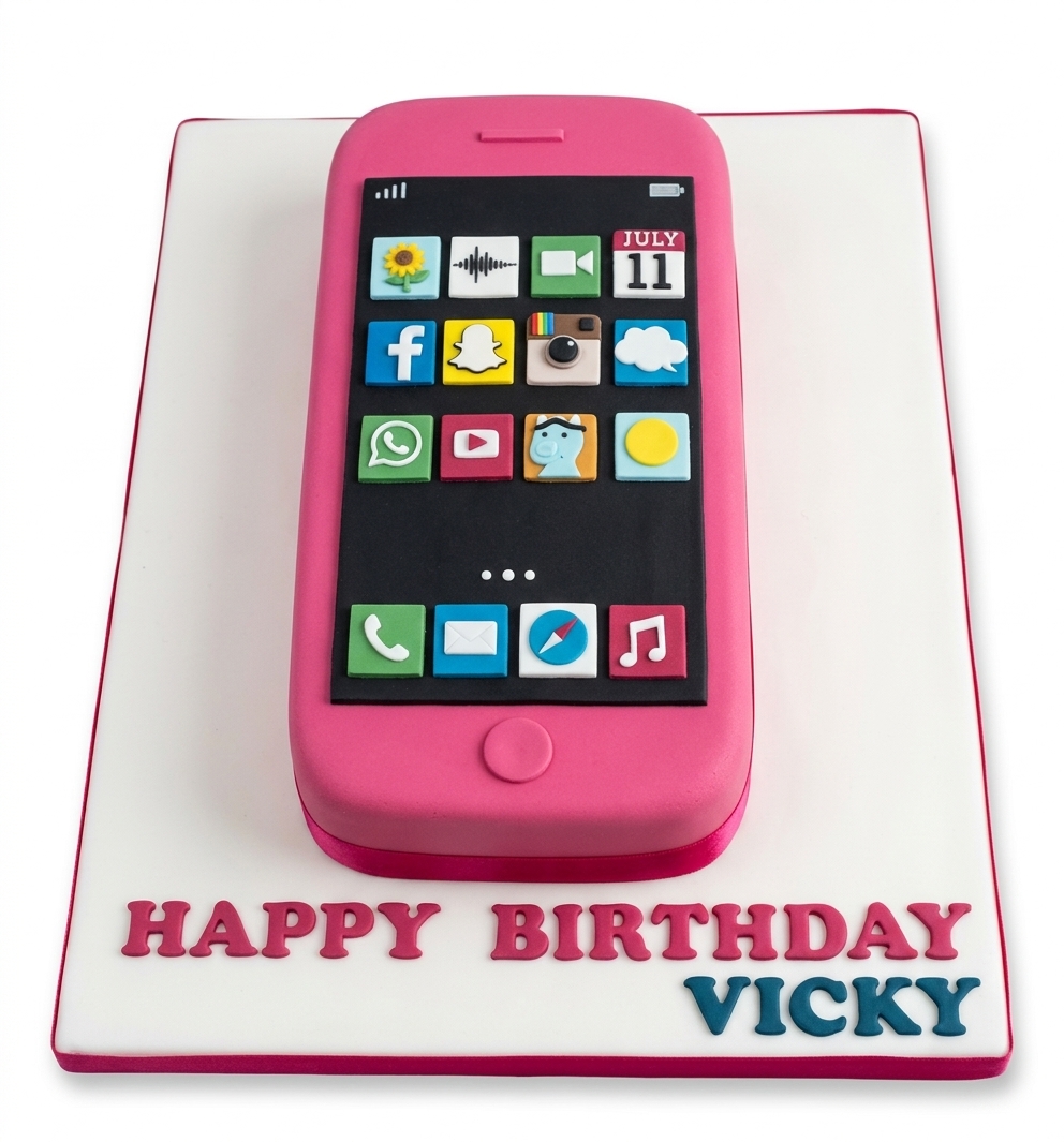 Pink Mobile Phone Birthday Cake
