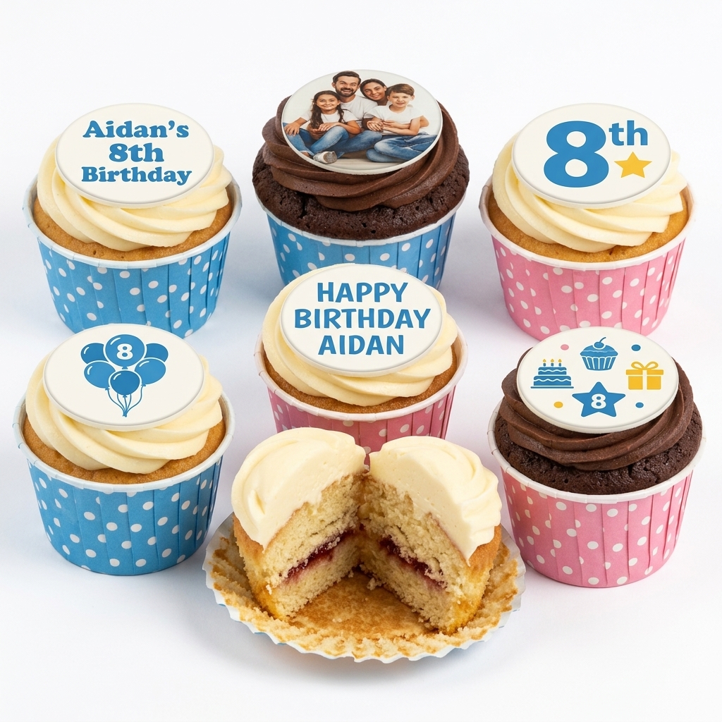 Personalised Photo Birthday Cupcakes with Custom Age