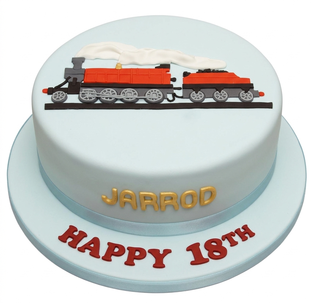Train Birthday Cake with Custom Name & Age