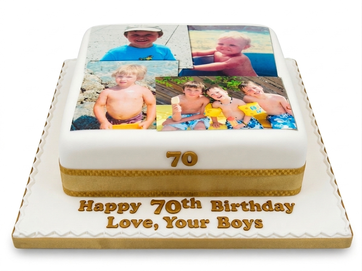 Personalised 70th Birthday Photo Cake