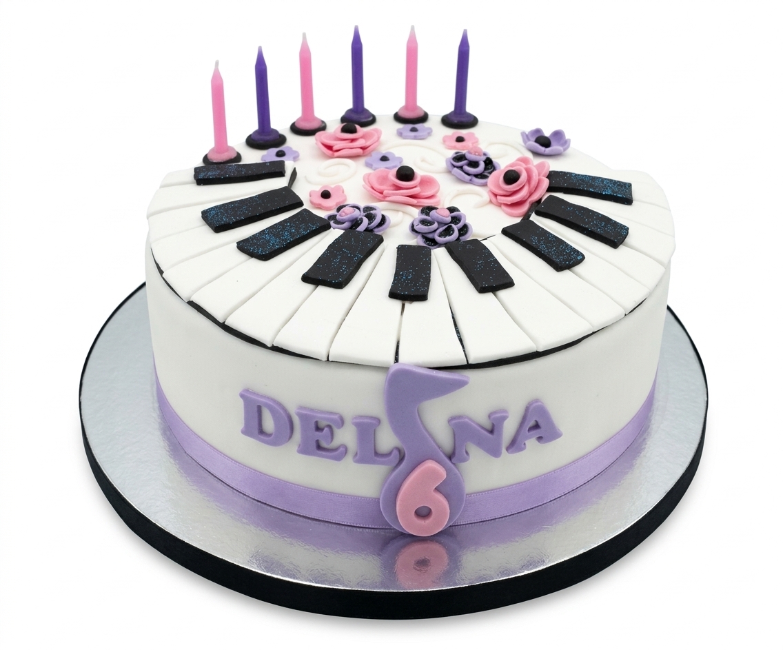 Music Piano Theme Birthday Cake for Girls