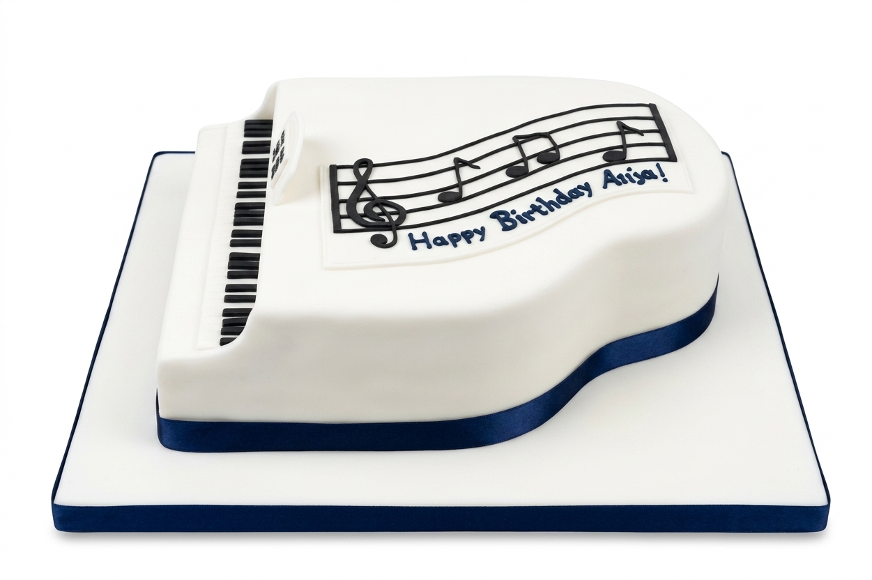 Grand Piano Music Theme Birthday Cake