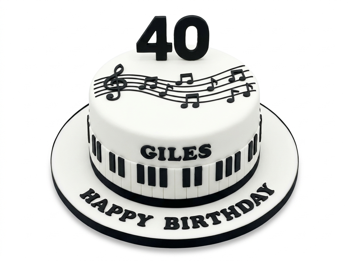 Music Theme Birthday Cake with Custom Age & Name
