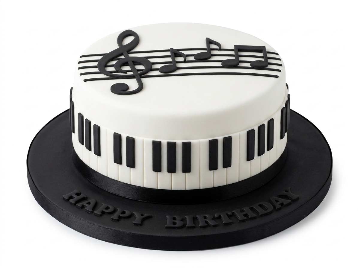 Music Theme Birthday Cake | Piano Keys & Notes